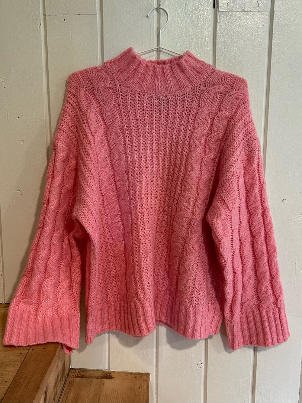 Cozy Wool Blend Pink Cable Knit Wide Sleeve Sweater | Feminine | Fishermancore